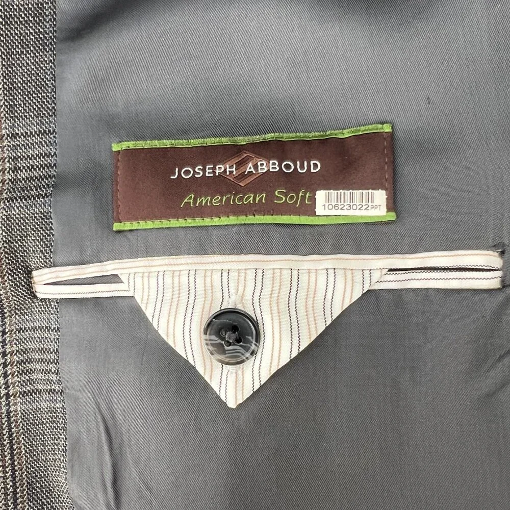 Joseph Abboud American Soft 100% Wool 3-Button Sport Coat Glen Plaid Check 42L